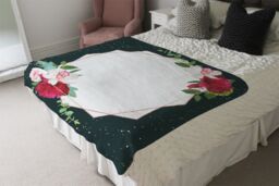 Benjamin Tate Design Bright Flowers Dark Blanket in Natural - Size: 120 cm x 150 cm - thumbnail 3