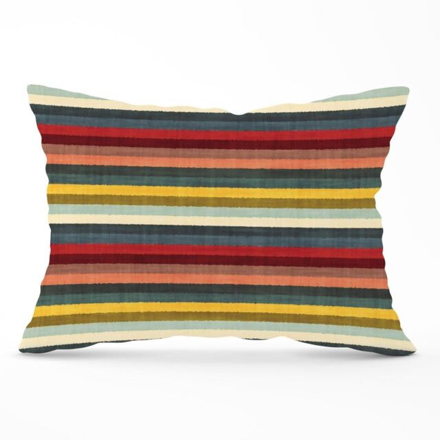 Warren Reed - Designer Multicolour Striped Brish Pattern Cushions in Green - Size: 45 cm x 45 cm - image 1