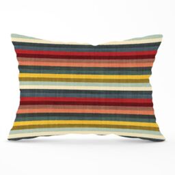 Warren Reed - Designer Multicolour Striped Brish Pattern Cushions in Green - Size: 45 cm x 45 cm - thumbnail 1
