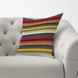 Warren Reed - Designer Multicolour Striped Brish Pattern Cushions in Green - Size: 45 cm x 45 cm - thumbnail 3