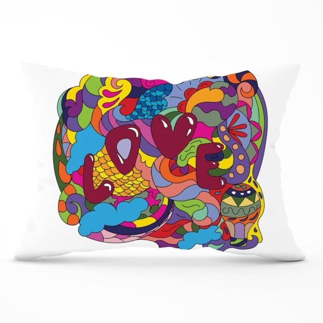 Warren Reed - Designer Motley Doodling Love Cushions in Red - Size: 60 cm x 60 cm - image 1