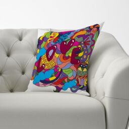 Warren Reed - Designer Motley Doodling Love Cushions in Red - Size: 60 cm x 60 cm - thumbnail 2