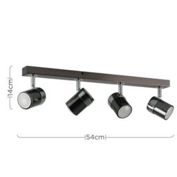 ValueLights Rosie 4 Way Black Ceiling Bar Spotlight - thumbnail 6