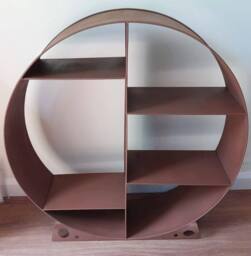 Inspirational Gifting Large Steel Round Log Store & Shelves Metal Log Holder Log Storage in Rustic 80cm in Brown - thumbnail 3