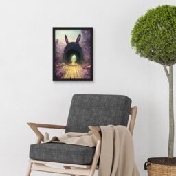 Artery8 Down The Rabbit Hole Alice In Wonderland Easter Bunny Tunnel Artwork Framed Wall Art Print A4 in Black - thumbnail 2