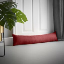 Luxury Living Velvet Chenille Draught Excluder in Red - Size: 90 cm x 15 cm