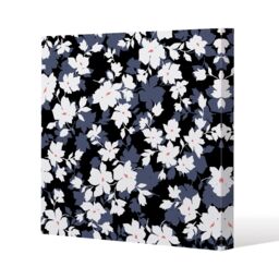 Benjamin Tate Design White Black & Purple Flowers Slim Style Canvas Print 60x60cm in Natural - Size: 60x60 cm - thumbnail 1