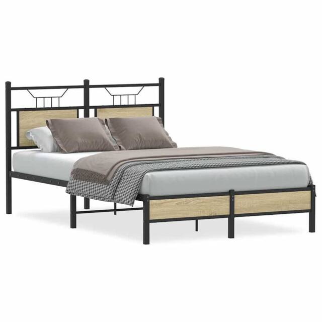 Berkfield Home Bed Frame without Mattress Sonoma Oak 120x200 cm Engineered Wood in Light Tan - Size: Small Double - image 1