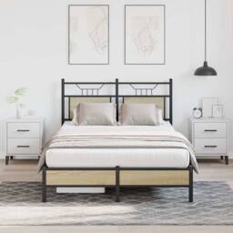 Berkfield Home Bed Frame without Mattress Sonoma Oak 120x200 cm Engineered Wood in Light Tan - Size: Small Double - thumbnail 2