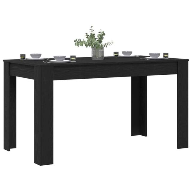 Berkfield Home Modern Black Oak Dining Table 140x74.5x76 cm - Made of Engineered Wood - image 1