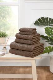 Rapport Home Versailles Jacquard 6 Piece Cotton Towels Bale Set Soft & Absorbent in Brown