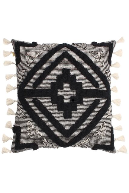 Furn Kalai Geometric Tufted Woven Cotton Cushion in Black - Size: 45 cm x 45 cm - image 1