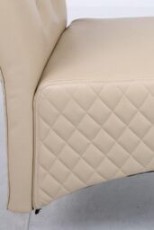 Modernique A Pair (x2) Leather Aire High Back Dining Chairs with Chrome Legs in Beige - thumbnail 6