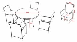 FURNITURE ONE Men's 5 Pieces Patio Outdoor Round Table Dining Sets ALUMINUM FRAME in Beige - thumbnail 4