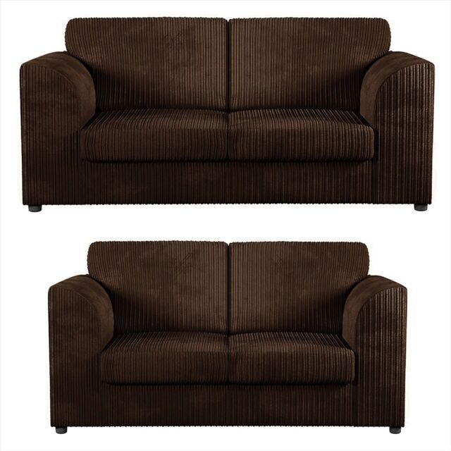 Furniture 786 Jumbo Cord Full Back 3+2 Seater Sofa Set in Chocolate - image 1