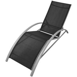 Berkfield Home Sun Loungers with Table Aluminium Black - thumbnail 4