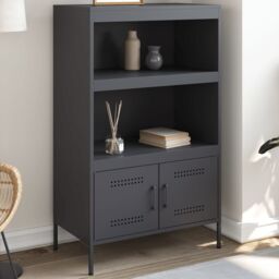 Berkfield Home Highboard Anthracite 68x39x113 cm Steel in Brown - Size: 68 x 39 x 113 cm