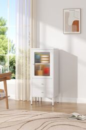 H&O Direct Steel File Cabinet Storage Cabinet with 2 Drawers & 2 Adjustable Shelves in White - thumbnail 2