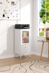 H&O Direct Steel File Cabinet Storage Cabinet with 2 Drawers & 2 Adjustable Shelves in White - thumbnail 1