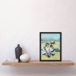 Artery8 Children Playing on the Beach Cassatt Vintage Framed Wall Art Print - Size: A4 - thumbnail 4
