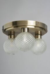BHS Lighting Diana Antique Brass 3 Light Flush Bathroom Ceiling Light in Gold - thumbnail 2