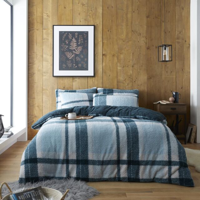 GAVENO CAVAILIA Teddy Windsor Check Duvet Cover in Green - Size: Single