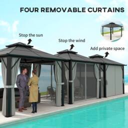 OUTSUNNY 3x3(m) Polycarbonate Hardtop Gazebo with Aluminium Frame in Grey - thumbnail 6