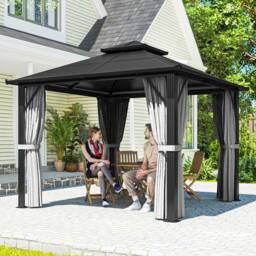 OUTSUNNY 3x3(m) Polycarbonate Hardtop Gazebo with Aluminium Frame in Grey - thumbnail 1