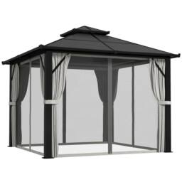 OUTSUNNY 3x3(m) Polycarbonate Hardtop Gazebo with Aluminium Frame in Grey - thumbnail 2