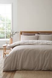 Bianca Brushed Regal Check Cotton Reversible Duvet Cover Set in Brown - Size: King - thumbnail 2