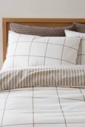 Bianca Brushed Regal Check Cotton Reversible Duvet Cover Set in Brown - Size: King - thumbnail 3