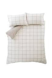 Bianca Brushed Regal Check Cotton Reversible Duvet Cover Set in Brown - Size: King - thumbnail 6