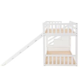 Matteo Bunk Bed With Stairs & Slide, Solid Pine Wood Frame, Children Bed With 2 Drawers In The Steps in White - Size: Double - thumbnail 9