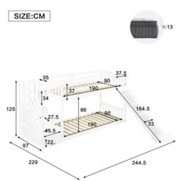 Matteo Bunk Bed With Stairs & Slide, Solid Pine Wood Frame, Children Bed With 2 Drawers In The Steps in White - Size: Double - thumbnail 3