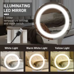 HOMCOM Dressing Table with Mirror, Vanity Table with LED Lights, White - thumbnail 4