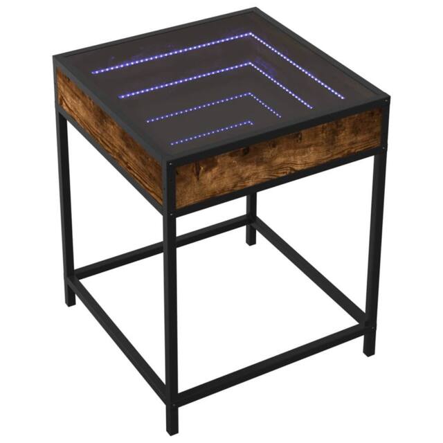 Berkfield Home Decorative Coffee Table with Infinity LED Smoked Oak 40x40x51 cm in Brown - Size: 40 x 40 x 51 cm - image 1