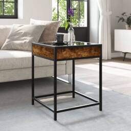 Berkfield Home Decorative Coffee Table with Infinity LED Smoked Oak 40x40x51 cm in Brown - Size: 40 x 40 x 51 cm - thumbnail 4