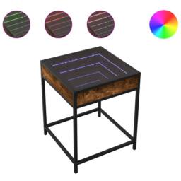Berkfield Home Decorative Coffee Table with Infinity LED Smoked Oak 40x40x51 cm in Brown - Size: 40 x 40 x 51 cm - thumbnail 3