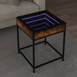 Berkfield Home Decorative Coffee Table with Infinity LED Smoked Oak 40x40x51 cm in Brown - Size: 40 x 40 x 51 cm - thumbnail 2