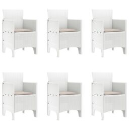 Berkfield Home 7 Piece Garden Dining Set with Cushions White Poly Rattan - thumbnail 5
