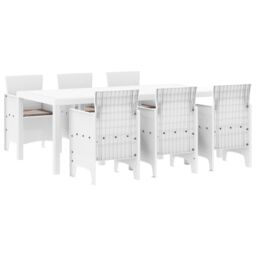 Berkfield Home 7 Piece Garden Dining Set with Cushions White Poly Rattan - thumbnail 2