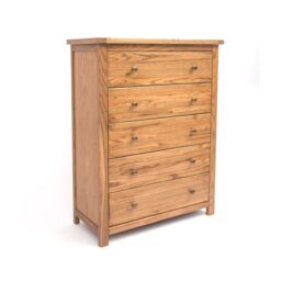 Cabinet Bits Trivento 5 Drawer Chest of Drawers Brass Knob in Natural - thumbnail 2