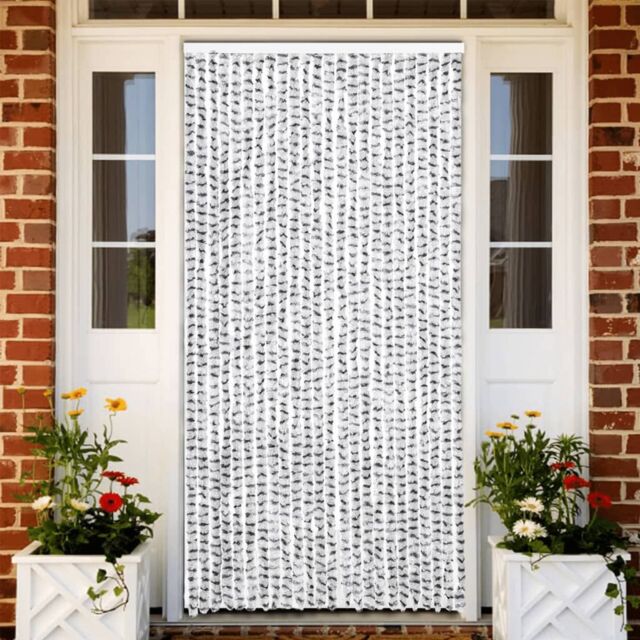 Berkfield Home Fly Curtain Light Grey & Dark Grey 100x200 cm Chenille - image 1