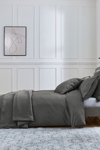 1951 'Andaz' Eqyptian Cotton Standard Pillowcase in Charcoal - Size: Double - image 1