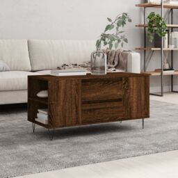Berkfield Home Coffee Table Brown Oak 102x44.5x50 cm Engineered Wood - thumbnail 1
