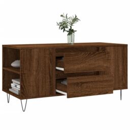 Berkfield Home Coffee Table Brown Oak 102x44.5x50 cm Engineered Wood - thumbnail 4