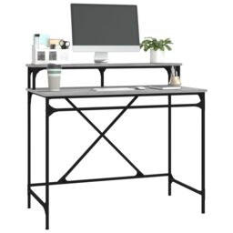 Berkfield Home Desk Grey Sonoma 100x50x90 cm Engineered Wood & Iron - Size: 100 x 50 x 90 cm - thumbnail 4