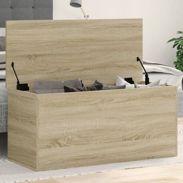 Berkfield Home Storage Box Sonoma Oak 100x42x46 cm Engineered Wood in Brown - Size: 100 x 42 x 46 cm - image 1