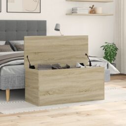 Berkfield Home Storage Box Sonoma Oak 100x42x46 cm Engineered Wood in Brown - Size: 100 x 42 x 46 cm - thumbnail 3