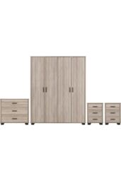 Seconique Oliver 4 Door Wardrobe Bedroom Set in Light Oak - thumbnail 1